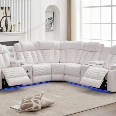 ACE27 White Reclining Sectional NEW ARRIVAL