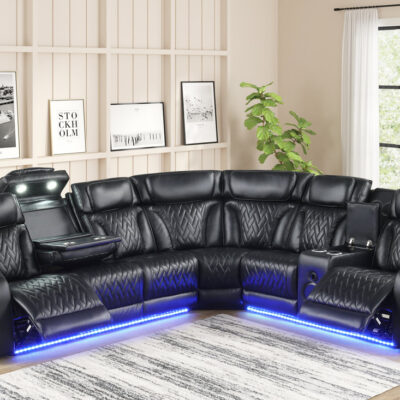 Barcelona Black Power Reclining Sectional (Power Headrests)