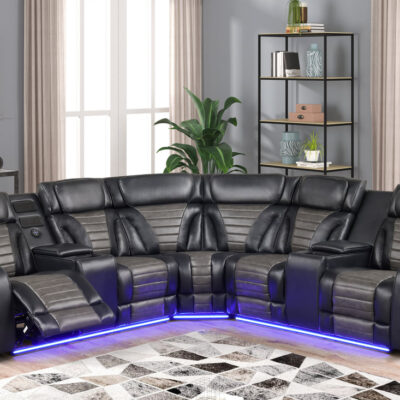 IBIZA POWERPOWER Black Reclining Sectional NEW ARRIVAL